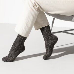 Birkenstock Sydney Cotton Twist Slub Knit Socks Dark Brown Marled